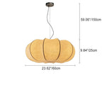 Traditional Japanese Pumpkin Round Iron Silk 2/3-light Pendant Light for Living Room BulbSquare