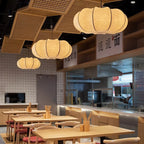 Traditional Japanese Pumpkin Round Iron Silk 2/3-light Pendant Light for Living Room BulbSquare