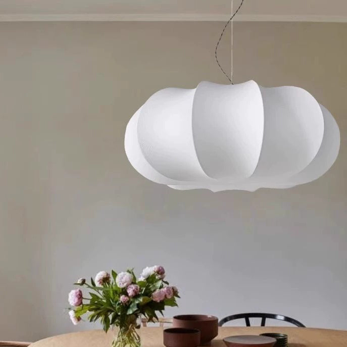 Traditional Japanese Pumpkin Round Iron Silk 2/3-light Pendant Light for Living Room BulbSquare