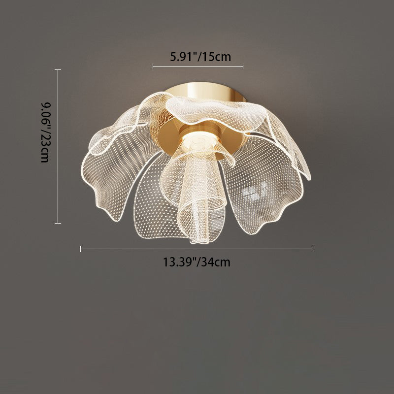 Modern Luxury Flower Petal Dome Iron Acrylic LED Flush Mount Ceiling Light For Bedroom Lumendat
