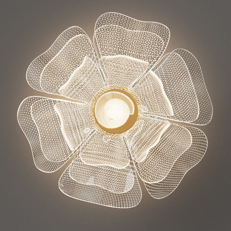 Modern Luxury Flower Petal Dome Iron Acrylic LED Flush Mount Ceiling Light For Bedroom Lumendat