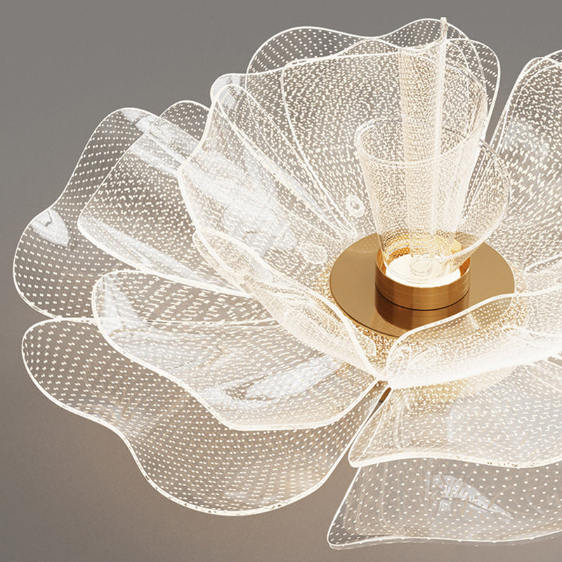 Modern Luxury Flower Petal Dome Iron Acrylic LED Flush Mount Ceiling Light For Bedroom Lumendat