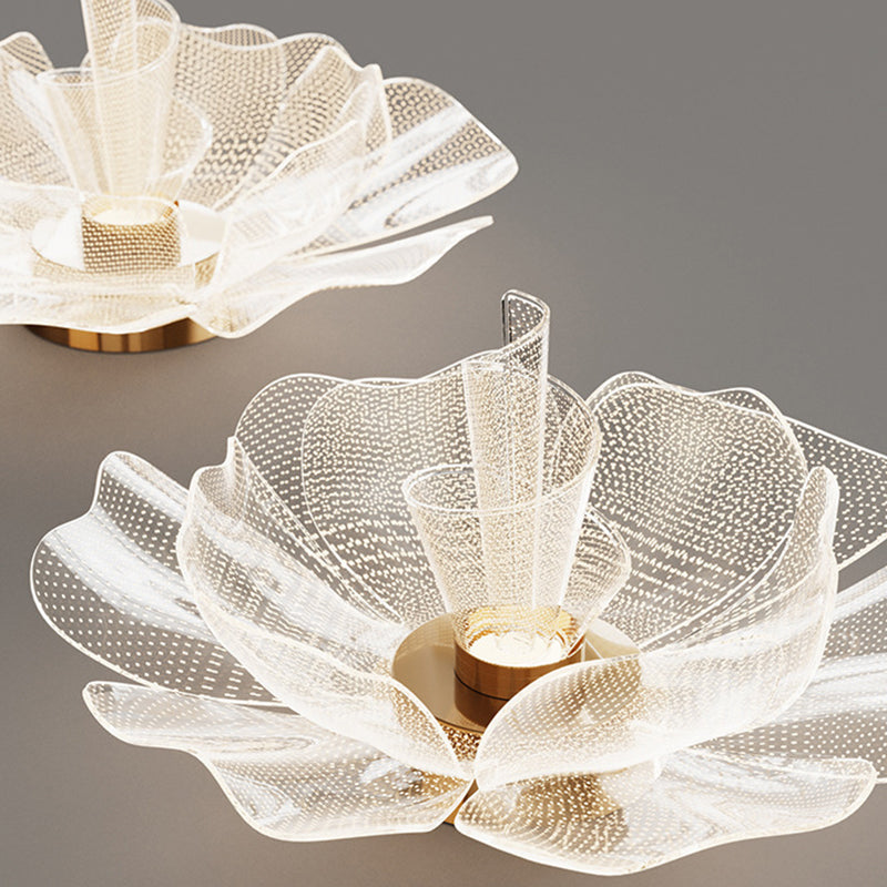 Modern Luxury Flower Petal Dome Iron Acrylic LED Flush Mount Ceiling Light For Bedroom Lumendat