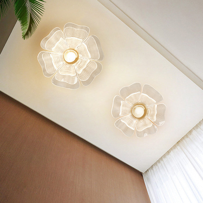 Modern Luxury Flower Petal Dome Iron Acrylic LED Flush Mount Ceiling Light For Bedroom Lumendat