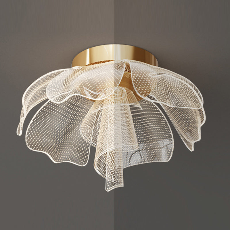 Modern Luxury Flower Petal Dome Iron Acrylic LED Flush Mount Ceiling Light For Bedroom Lumendat