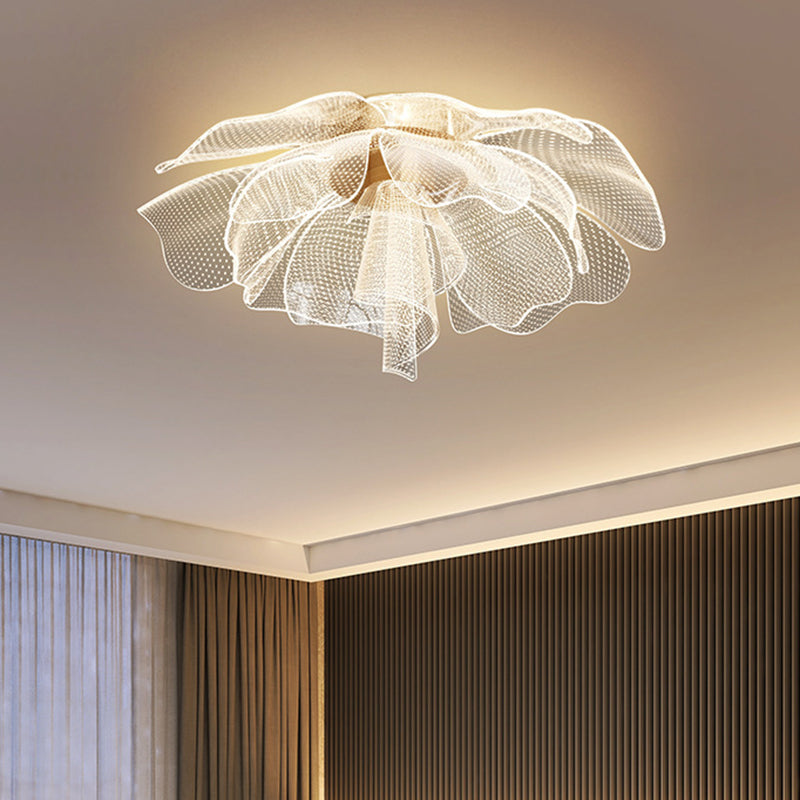 Modern Luxury Flower Petal Dome Iron Acrylic LED Flush Mount Ceiling Light For Bedroom Lumendat