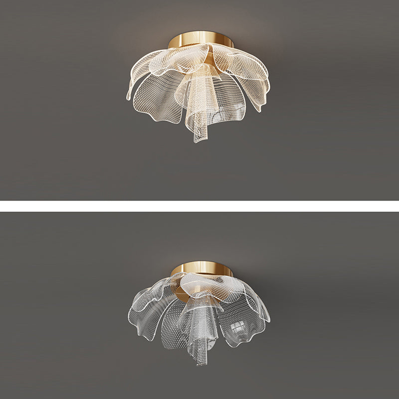 Modern Luxury Flower Petal Dome Iron Acrylic LED Flush Mount Ceiling Light For Bedroom Lumendat