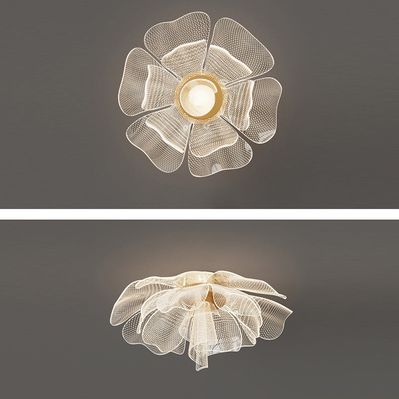 Modern Luxury Flower Petal Dome Iron Acrylic LED Flush Mount Ceiling Light For Bedroom Lumendat