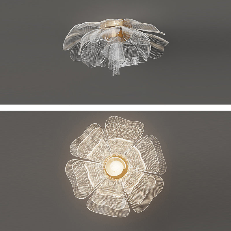 Modern Luxury Flower Petal Dome Iron Acrylic LED Flush Mount Ceiling Light For Bedroom Lumendat