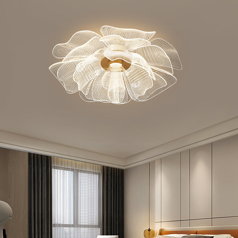 Modern Luxury Flower Petal Dome Iron Acrylic LED Flush Mount Ceiling Light For Bedroom Lumendat