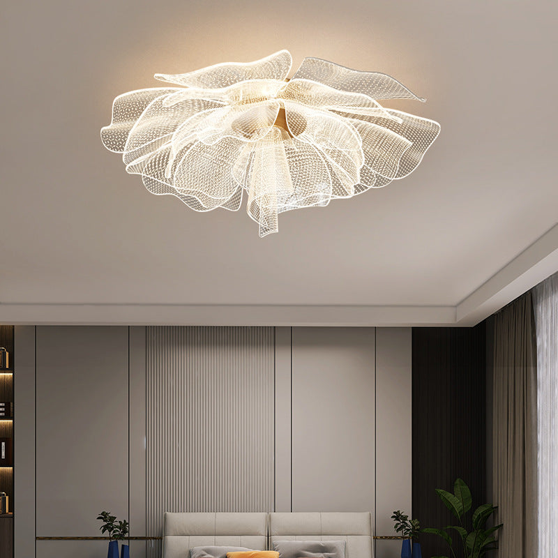 Modern Luxury Flower Petal Dome Iron Acrylic LED Flush Mount Ceiling Light For Bedroom Lumendat