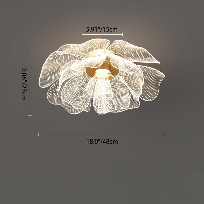 Modern Luxury Flower Petal Dome Iron Acrylic LED Flush Mount Ceiling Light For Bedroom Lumendat