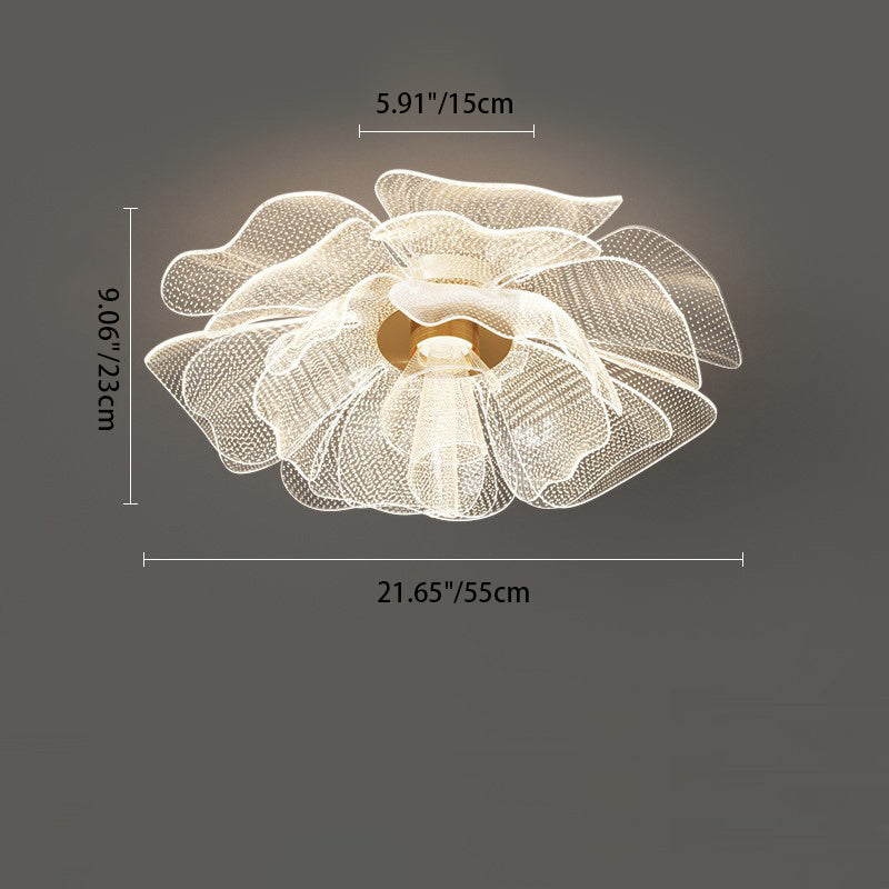 Modern Luxury Flower Petal Dome Iron Acrylic LED Flush Mount Ceiling Light For Bedroom Lumendat