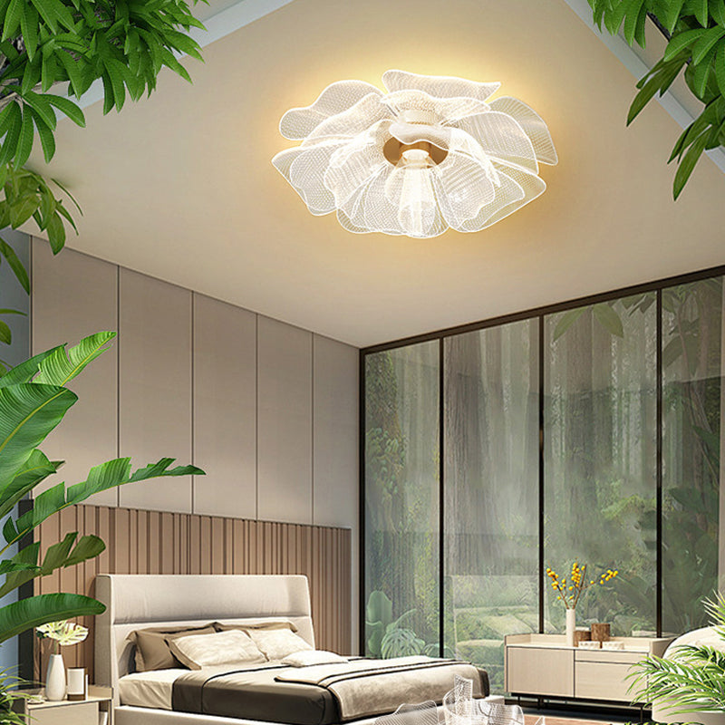 Modern Luxury Flower Petal Dome Iron Acrylic LED Flush Mount Ceiling Light For Bedroom Lumendat