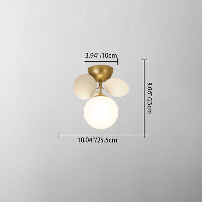 Contemporary Scandinavian Colorful Flower Orb Metal Glass Acrylic 1/4/6/8 Light Semi-flush Mount Ceiling Light for Bedroom