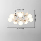 Contemporary Scandinavian Colorful Flower Orb Metal Glass Acrylic 1/4/6/8 Light Semi-flush Mount Ceiling Light for Bedroom BulbSquare
