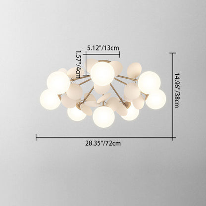 Contemporary Scandinavian Colorful Flower Orb Metal Glass Acrylic 1/4/6/8 Light Semi-flush Mount Ceiling Light for Bedroom