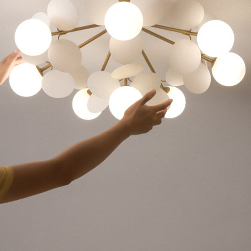 Contemporary Scandinavian Colorful Flower Orb Metal Glass Acrylic 1/4/6/8 Light Semi-flush Mount Ceiling Light for Bedroom