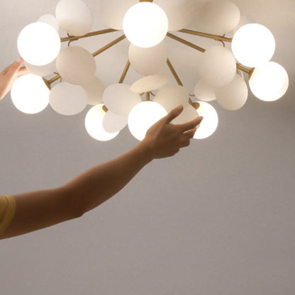 Contemporary Scandinavian Colorful Flower Orb Metal Glass Acrylic 1/4/6/8 Light Semi-flush Mount Ceiling Light for Bedroom