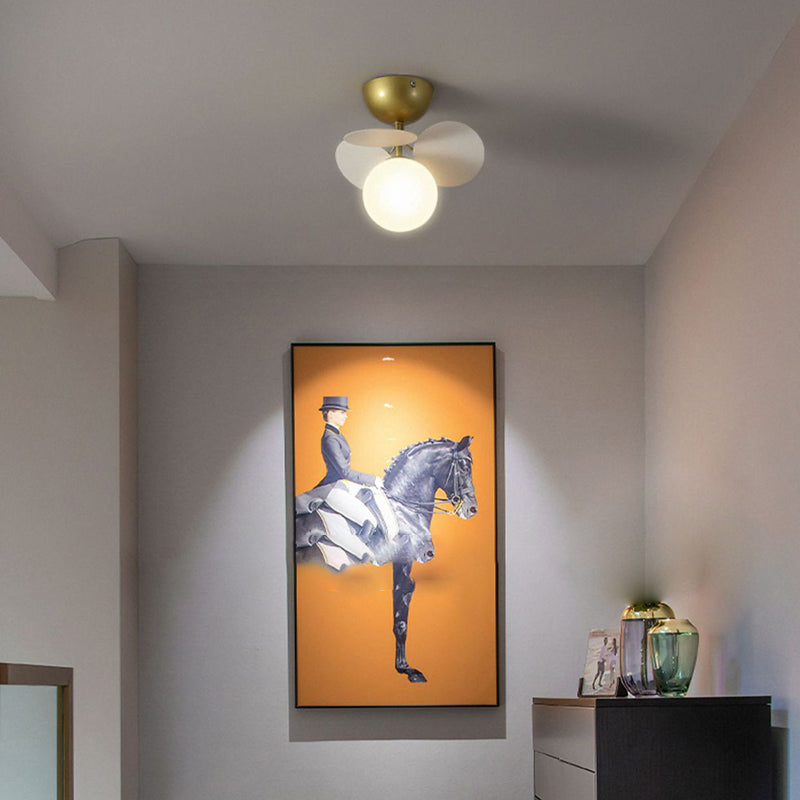 Contemporary Scandinavian Colorful Flower Orb Metal Glass Acrylic 1/4/6/8 Light Semi-flush Mount Ceiling Light for Bedroom
