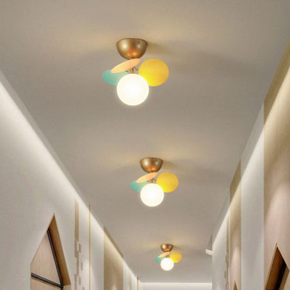Contemporary Scandinavian Colorful Flower Orb Metal Glass Acrylic 1/4/6/8 Light Semi-flush Mount Ceiling Light for Bedroom