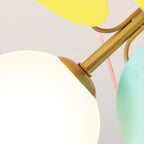 Contemporary Scandinavian Colorful Flower Orb Metal Glass Acrylic 1/4/6/8 Light Semi-flush Mount Ceiling Light for Bedroom BulbSquare