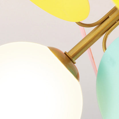 Contemporary Scandinavian Colorful Flower Orb Metal Glass Acrylic 1/4/6/8 Light Semi-flush Mount Ceiling Light for Bedroom