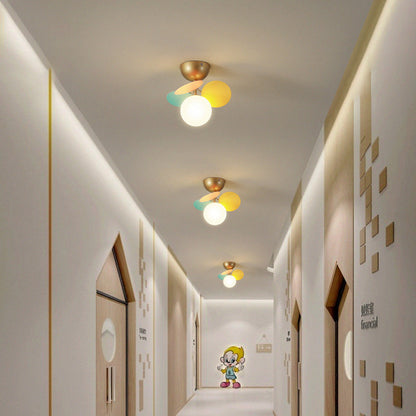 Contemporary Scandinavian Colorful Flower Orb Metal Glass Acrylic 1/4/6/8 Light Semi-flush Mount Ceiling Light for Bedroom