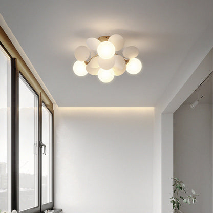 Contemporary Scandinavian Colorful Flower Orb Metal Glass Acrylic 1/4/6/8 Light Semi-flush Mount Ceiling Light for Bedroom