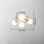 Contemporary Scandinavian Colorful Flower Orb Metal Glass Acrylic 1/4/6/8 Light Semi-flush Mount Ceiling Light for Bedroom BulbSquare