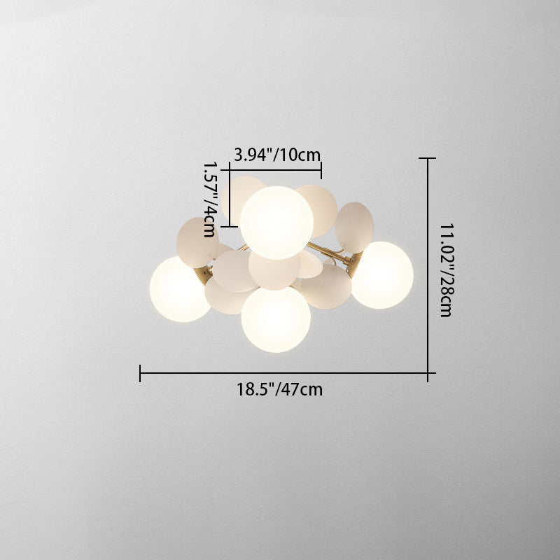 Contemporary Scandinavian Colorful Flower Orb Metal Glass Acrylic 1/4/6/8 Light Semi-flush Mount Ceiling Light for Bedroom