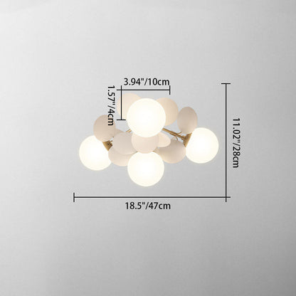Contemporary Scandinavian Colorful Flower Orb Metal Glass Acrylic 1/4/6/8 Light Semi-flush Mount Ceiling Light for Bedroom