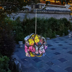 Modern Art Deco Hanging Solar Waterproof Butterfly Ball Round Iron LED Outdoor Light For Garden Lumendat