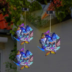 Modern Art Deco Hanging Solar Waterproof Butterfly Ball Round Iron LED Outdoor Light For Garden Lumendat