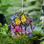 Modern Art Deco Hanging Solar Waterproof Butterfly Ball Round Iron LED Outdoor Light For Garden Lumendat