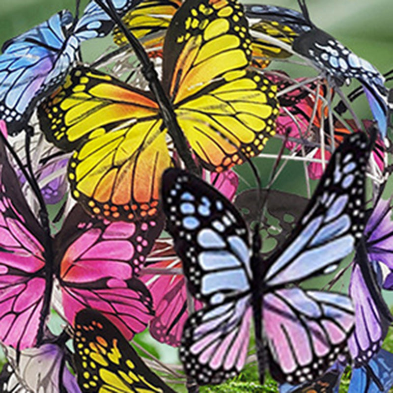 Modern Art Deco Hanging Solar Waterproof Butterfly Ball Round Iron LED Outdoor Light For Garden Lumendat
