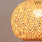 Traditional Japanese Bamboo Woven Round Orb Bamboo 1-light Pendant Light for Bedroom BulbSquare