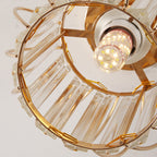 Modern Minimalist Hollowed Out Round Dome Iron Crystal 1-Light Semi-Flush Mount Ceiling Light For Bedroom