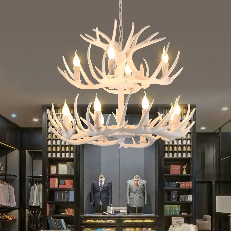 Modern Art Deco Antler Shaped Iron Pvc 4/6/8/9/12 Light Chandelier for Dining Room Lumendat
