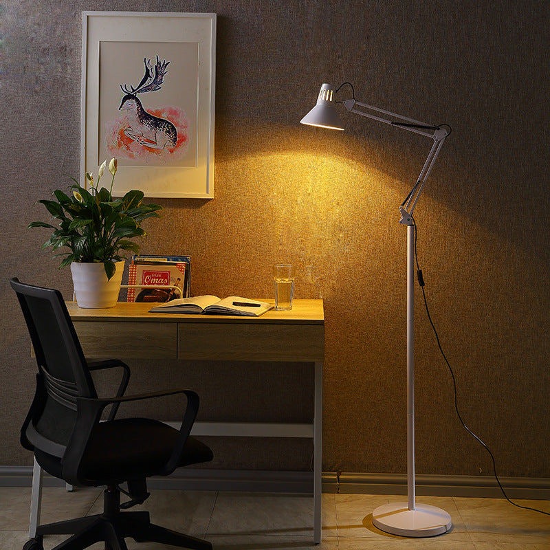Contemporary Scandinavian Retractable Swivel Round Iron 1-Light Standing Floor Lamp For Bedroom Lumendat