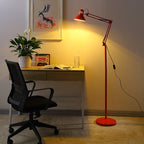 Contemporary Scandinavian Retractable Swivel Round Iron 1-Light Standing Floor Lamp For Bedroom Lumendat