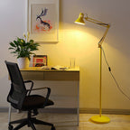 Contemporary Scandinavian Retractable Swivel Round Iron 1-Light Standing Floor Lamp For Bedroom Lumendat