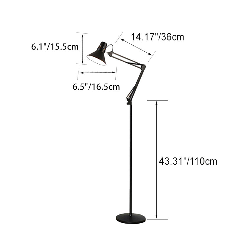 Contemporary Scandinavian Retractable Swivel Round Iron 1-Light Standing Floor Lamp For Bedroom Lumendat