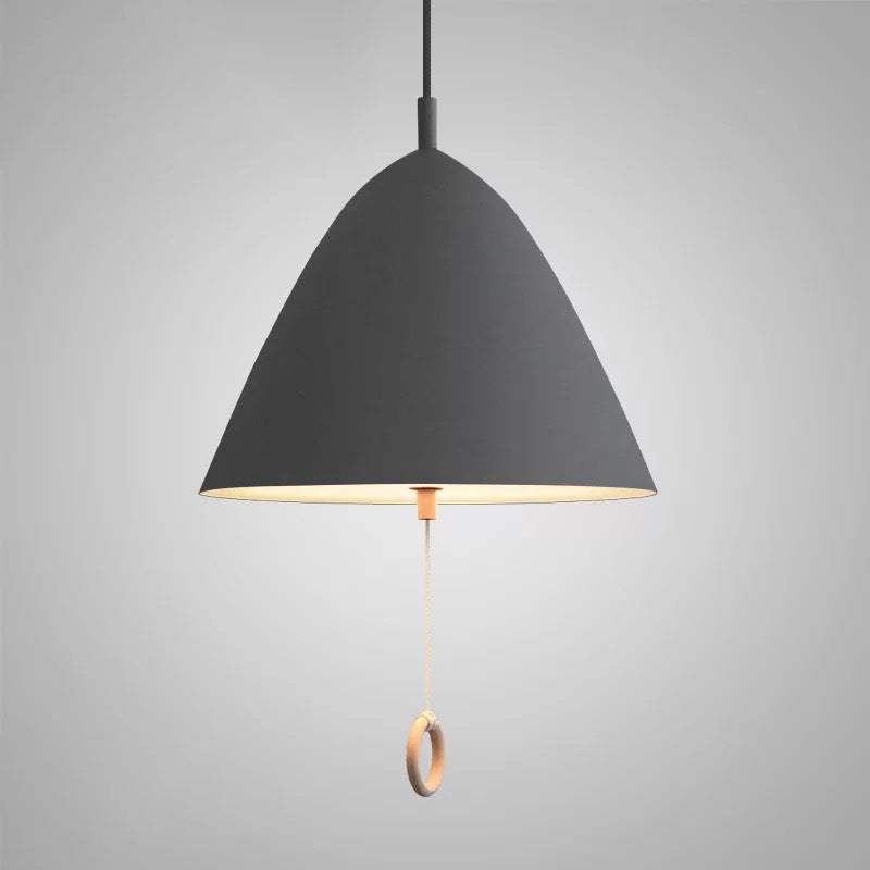 Contemporary Scandinavian Macaron Pull Line Conical Round Aluminum 2/3 Light Pendant Light for Bedroom