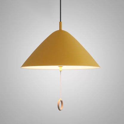 Contemporary Scandinavian Macaron Pull Line Conical Round Aluminum 2/3 Light Pendant Light for Bedroom