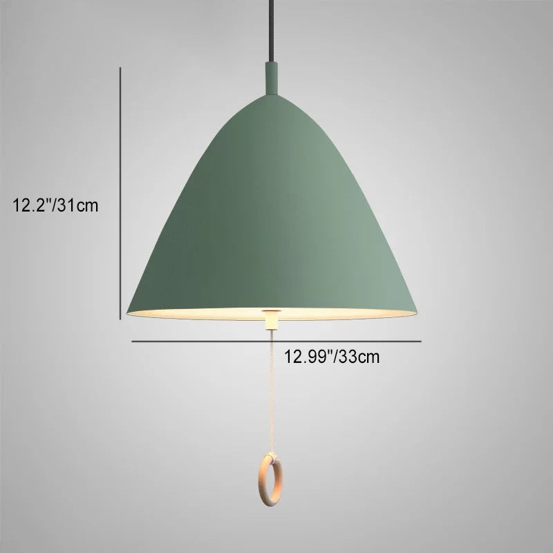 Contemporary Scandinavian Macaron Pull Line Conical Round Aluminum 2/3 Light Pendant Light for Bedroom