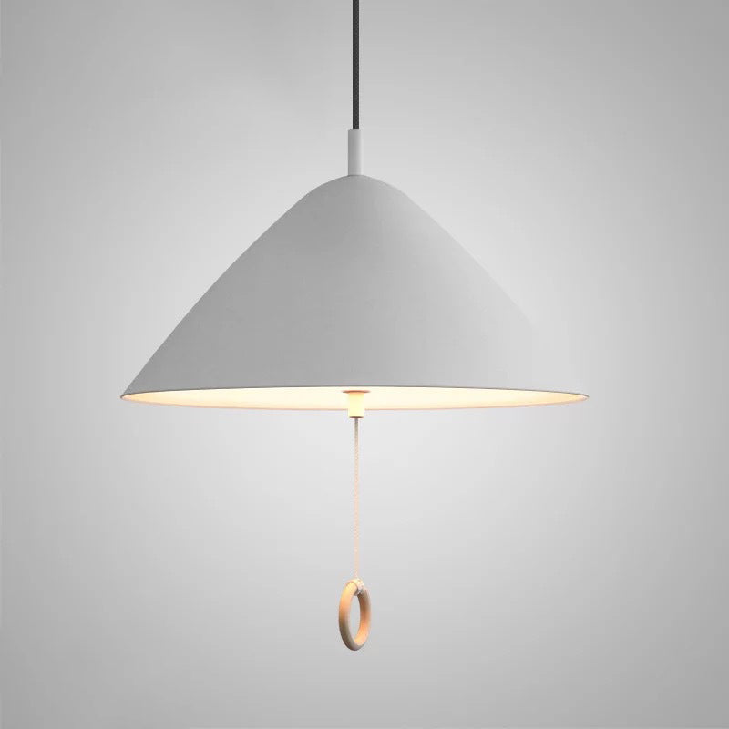 Contemporary Scandinavian Macaron Pull Line Conical Round Aluminum 2/3 Light Pendant Light for Bedroom BulbSquare