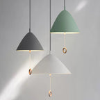 Contemporary Scandinavian Macaron Pull Line Conical Round Aluminum 2/3 Light Pendant Light for Bedroom BulbSquare