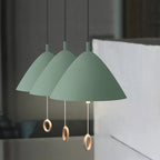 Contemporary Scandinavian Macaron Pull Line Conical Round Aluminum 2/3 Light Pendant Light for Bedroom BulbSquare