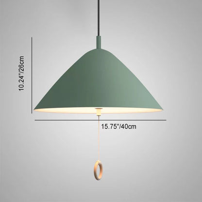 Contemporary Scandinavian Macaron Pull Line Conical Round Aluminum 2/3 Light Pendant Light for Bedroom